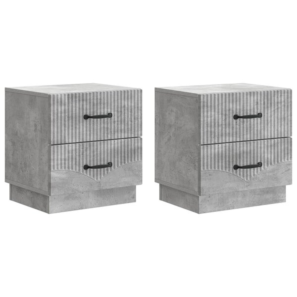 vidaXL Cabinet de chevet 2 Pièces Gris béton 43 x 34 5 x 44 5 cm