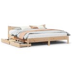 vidaXL Cadre de lit avec tiroirs 200x200 cm bois massif de pin