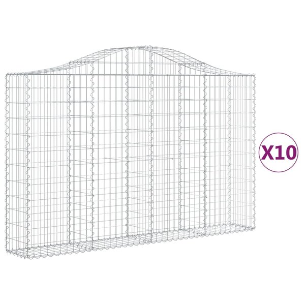 vidaXL Paniers à gabions arqués 10 Pièces 200x30x120/140 cm Fer galvanisé