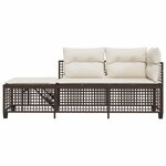vidaXL Salon de jardin d'angle et coussins 3 Pièces marron résine tressée