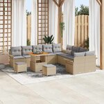 vidaXL Ensemble de canapé de jardin 13 Pièces Beige polyrotin