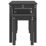 vidaXL Tables gigognes 3 Pièces Gris Bois de pin massif