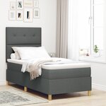 vidaXL Lit Box Spring avec Matelas & LED Gris Sombre 100x200 cm Tissu