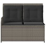 vidaXL Banc de jardin avec coussin Gris Poly rotin