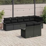 vidaXL Ensemble de canapé de jardin avec stockage 8 Pièces Noir polyrotin