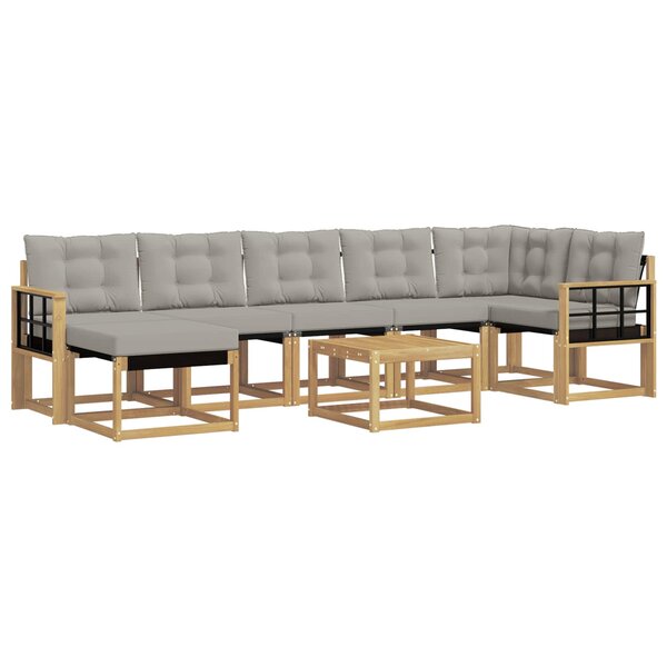 vidaXL Ensemble de canapés d'extérieur 8 Pièces Blanc et gris clair