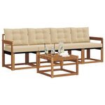 vidaXL Ensemble de canapés d'extérieur 5 Pièces Naturel et Beige