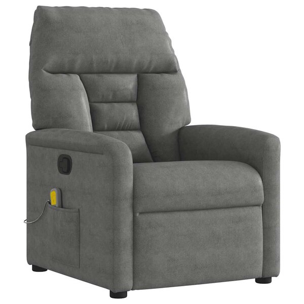 vidaXL Fauteuil inclinable de massage gris foncé tissu microfibre
