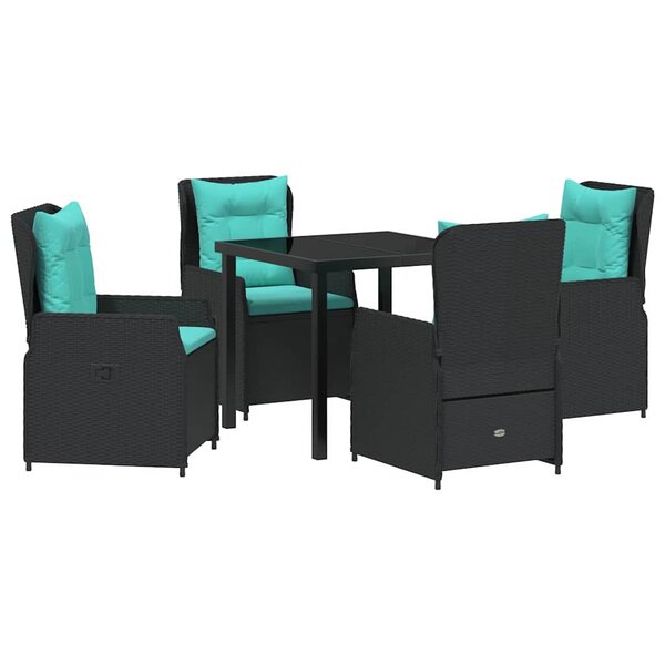 vidaXL Ensemble de salle à manger pour jardin 5 Pièces Noir Poly rotin