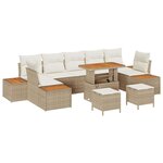 vidaXL Ensemble de canapé de jardin avec coussin 10 Pièces Beige  Crème