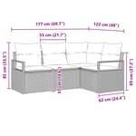 Ensemble de canapé de jardin 4 pièces avec coussins noir poly rattan