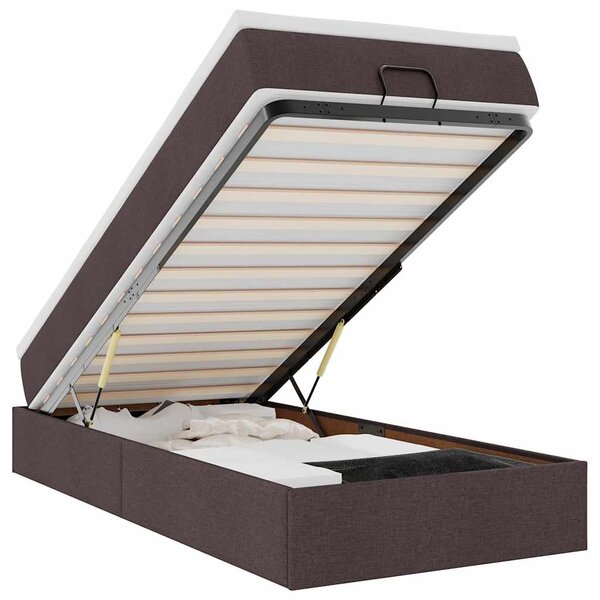 vidaXL Cadre de lit ottoman avec matelas marron foncé 90x200 cm tissu