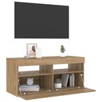 vidaXL Meuble TV avec lumières LED chêne artisanal bois d'ingénierie