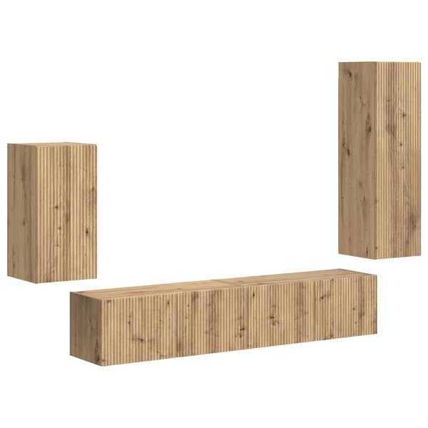 vidaXL Ensemble meuble TV 4 Pièces Chêne artisanal Bois d'ingénierie