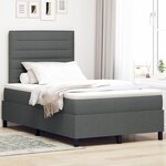 vidaXL Lit à Sommier à Ressorts avec Matelas Gris Foncé Petit Double Tissu