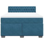 vidaXL Sommier à lattes de lit et matelas bleu 140x190 cm velours