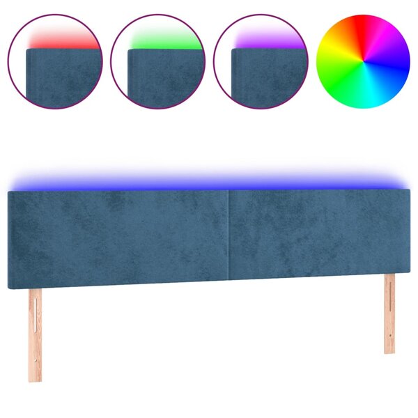 vidaXL Tête de lit à LED Bleu foncé 160x5x78/88 cm Velours