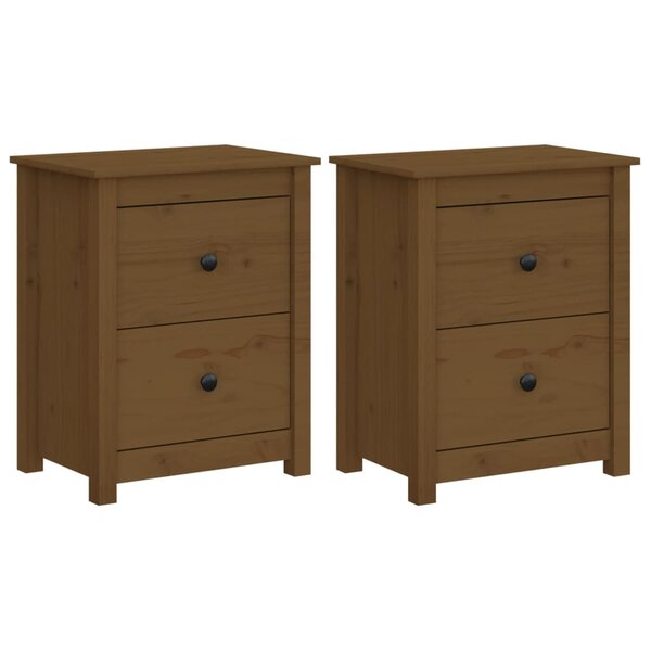 vidaXL Tables de chevet 2Pièces Marron miel 50x35x61 5 cm Bois pin massif