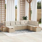 vidaXL Ensemble de canapé de jardin 8 Pièces Beige Poly rotin