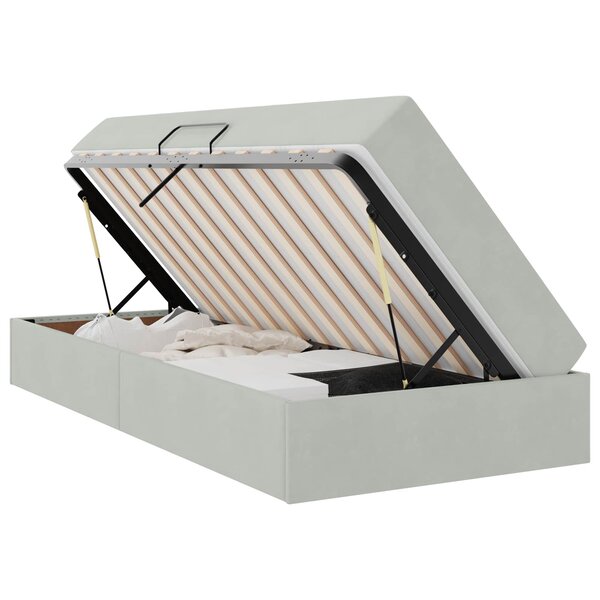 vidaXL Lit avec rangement et matelas Gris clair 90 x 200 cm Velours