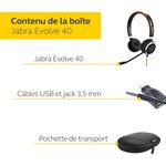 Jabra evolve 40 uc mono casque audio - casque unified communications pour voip softphone avec annulation passive du bruit - jack
