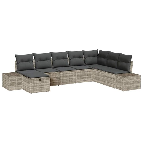vidaXL Ensemble de canapé de jardin 8 Pièces Gris clair 55 x 62 x 69 cm