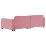 vidaXL Lit de jour avec gigogne et tiroirs rose 100x200 cm velours