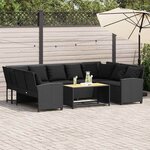 vidaXL Canapé de jardin avec coussins Noir Résine tressée