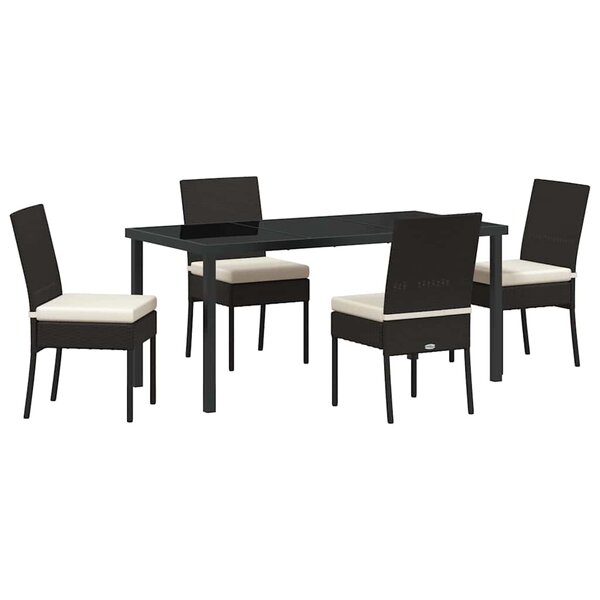 vidaXL Ensemble de salle à manger pour jardin 5 Pièces Noir Poly rotin