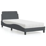 vidaXL Lit avec matelas gris foncé 90x190 cm velours