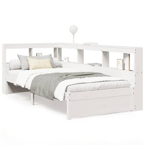 vidaXL Lit bibliothèque sans matelas blanc 100x200 cm bois pin massif