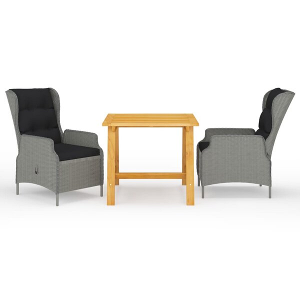vidaXL Ensemble à manger de jardin 3 Pièces Gris clair