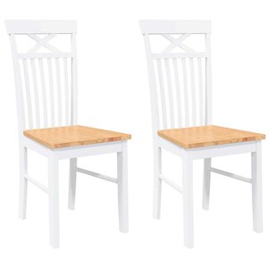 vidaXL Chaises à manger 2 Pièces blanc bois massif caoutchouc
