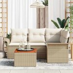 vidaXL Ensemble de canapé de jardin 5 Pièces Beige Poly rotin