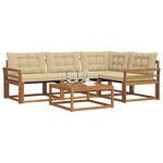 vidaXL Ensemble de canapés d'extérieur 5 Pièces Naturel et Beige