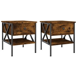 vidaXL Tables de chevet 2 Pièces chêne fumé 40x42x45 cm bois d’ingénierie