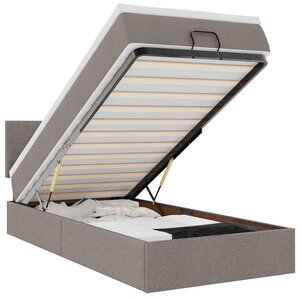 vidaXL Lit ottoman avec matelas taupe 100x200 cm tissu