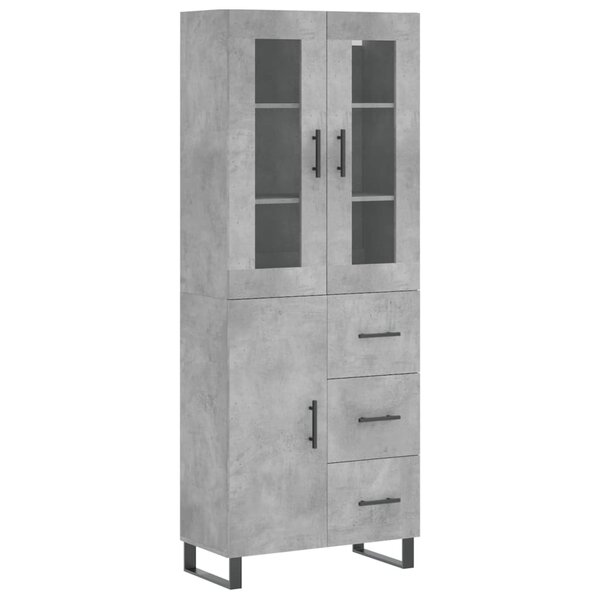 vidaXL Buffet haut Gris béton 69 5x34x180 cm Bois d'ingénierie