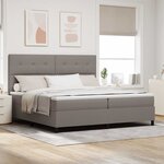 vidaXL Lit à ressorts avec matelas Taupe 200 x 200 cm tissu