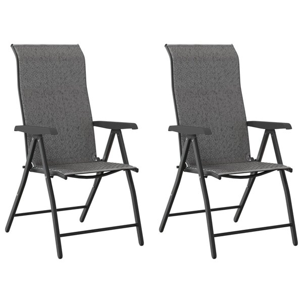 vidaXL Chaises pliables de jardin lot de 2 gris résine tressée