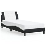 vidaXL Cadre de lit sans matelas Zadar noir et blanc 90x200 cm similicuir