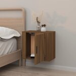 vidaXL Table de chevet murale Chêne marron 50x30x47 cm