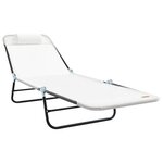 vidaXL Chaise longue pliable avec repose-tête crème en textilène