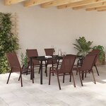 vidaXL Ensemble de salle à manger pour jardin 7 Pièces Marron