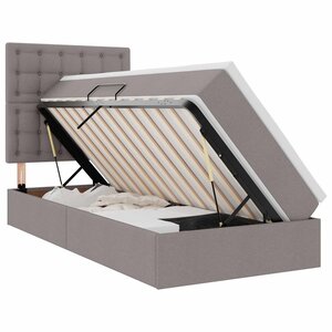 vidaXL Lit avec rangement et LED avec LED Taupe 100 x 200 cm Polyester