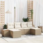 vidaXL Ensemble de canapé de jardin 6 Pièces Beige Poly rotin
