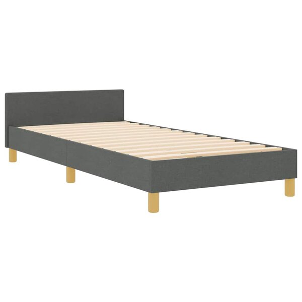 vidaXL Cadre de lit avec tête de lit Gris foncé 90 x 190 cm tissu