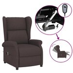 vidaXL Fauteuil inclinable électrique à oreilles marron foncé tissu
