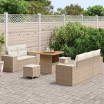 vidaXL Ensemble de canapé de jardin 8 Pièces Beige polyrotin