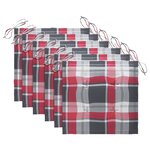 vidaXL Chaises de jardin lot de 6 et coussins carreaux rouge bois teck